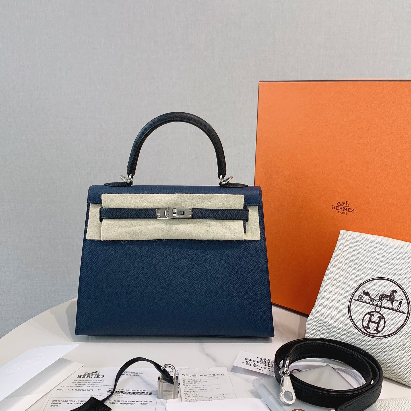 Hermès Kelly 25 Epsom Bleu De Prusse
